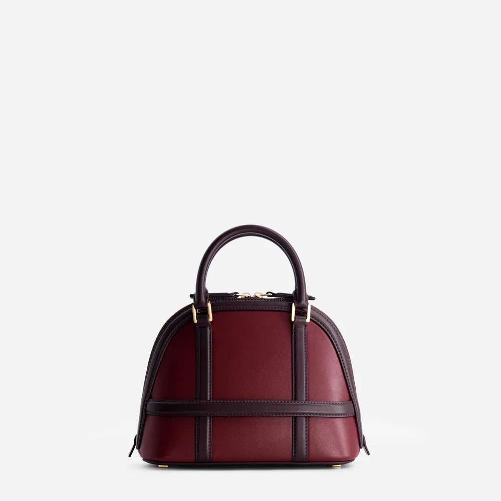 Luxury Dome Mini Handbag – Structured Leather Top Handle Bag in Off-White