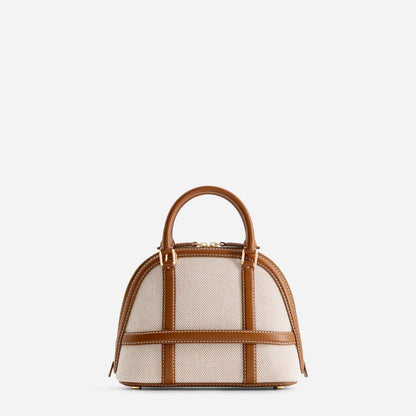 Luxury Dome Mini Handbag – Structured Leather Top Handle Bag in Off-White