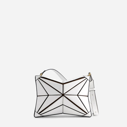 Luxury Sculptural Star-Panel Crossbody Bag – Architectural Leather Statement Handbag