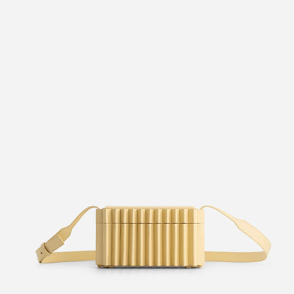 Luxury Ribbed Hard-Case Crossbody Bag – Structured Mini Shoulder Bag in Soft Blue