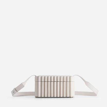 Luxury Ribbed Hard-Case Crossbody Bag – Structured Mini Shoulder Bag in Soft Blue