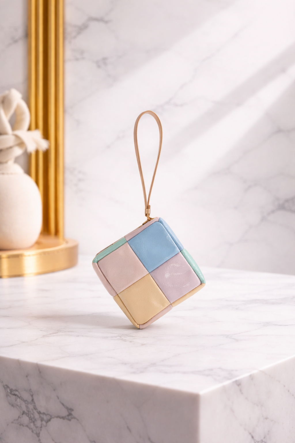 Luxury Mini Padded Grid Clutch – Multicolor Wristlet Statement Bag