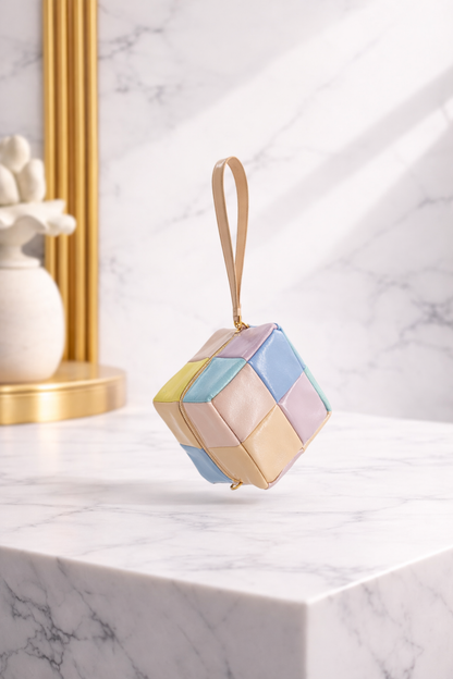 Luxury Mini Padded Grid Clutch – Multicolor Wristlet Statement Bag