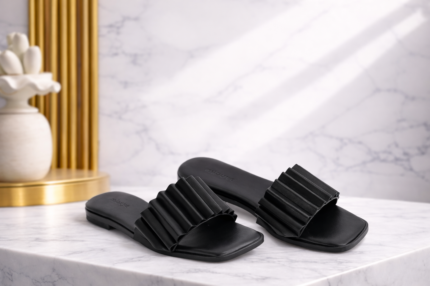 Minimalist Black Flat Slide Sandals – Everyday Comfort Women’s Footwear