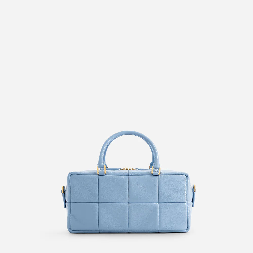 Luxury Padded Grid Leather Handbag – Soft Structured Top Handle Bag in Neutral Tones