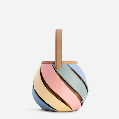 Luxury Sculptural Helix Handbag – Curved Leather Top Handle Statement Bag