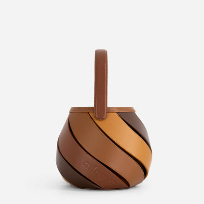 Luxury Sculptural Helix Handbag – Curved Leather Top Handle Statement Bag