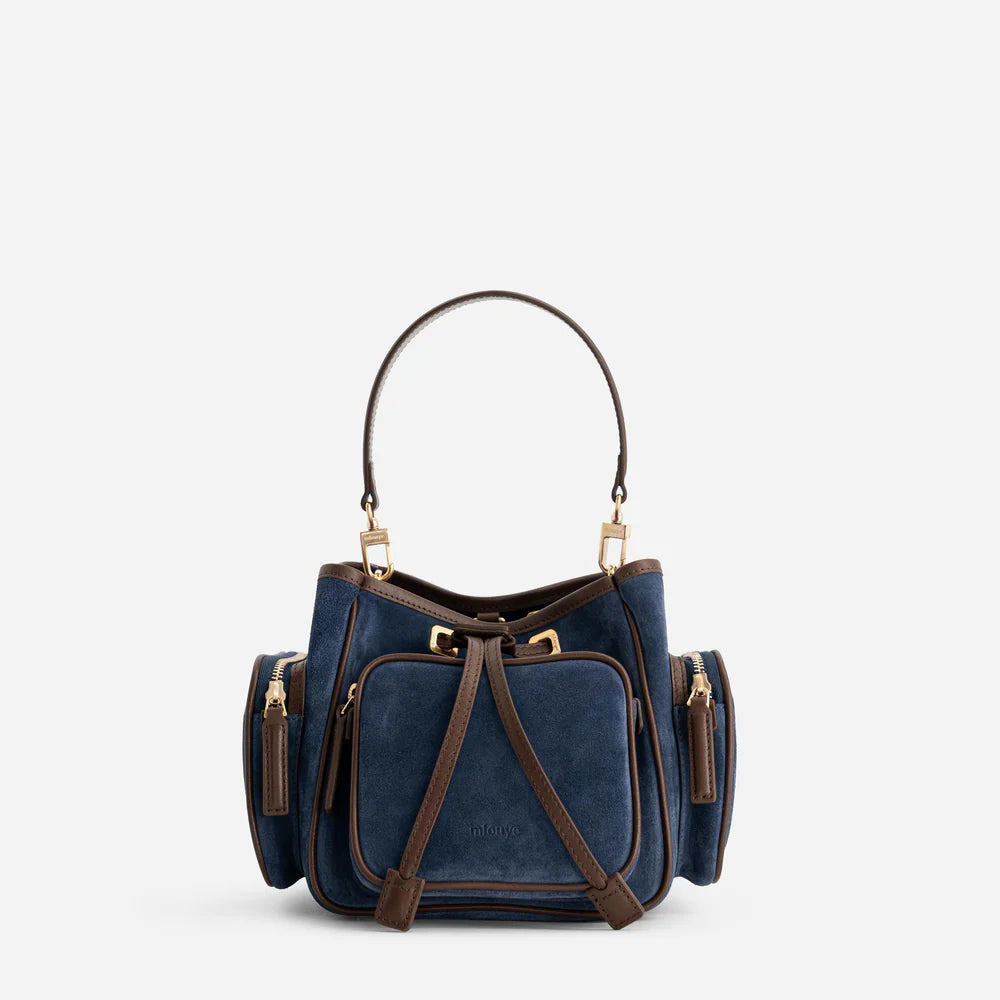 Luxury Multicolor Bucket Handbag – Modern Drawstring Top Handle Statement Bag