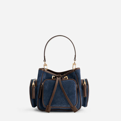 Luxury Multicolor Bucket Handbag – Modern Drawstring Top Handle Statement Bag