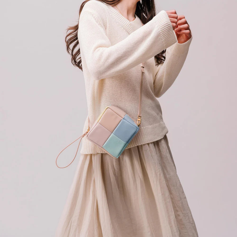 Luxury Mini Padded Grid Clutch – Multicolor Wristlet Statement Bag