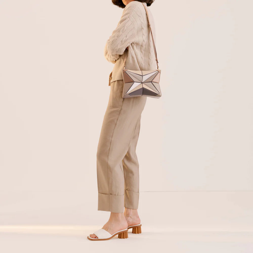 Luxury Sculptural Star-Panel Crossbody Bag – Architectural Leather Statement Handbag