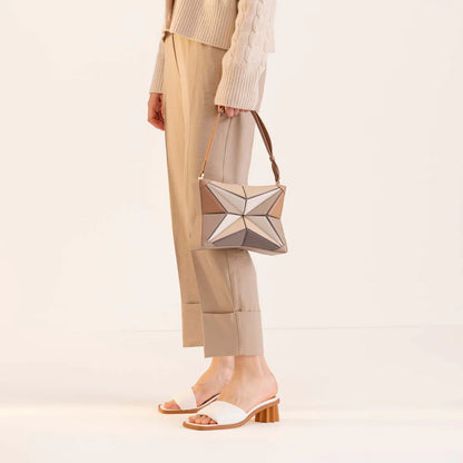 Luxury Sculptural Star-Panel Crossbody Bag – Architectural Leather Statement Handbag