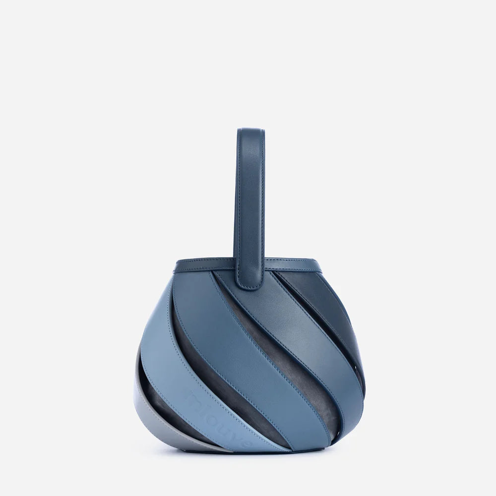 Luxury Sculptural Helix Handbag – Curved Leather Top Handle Statement Bag