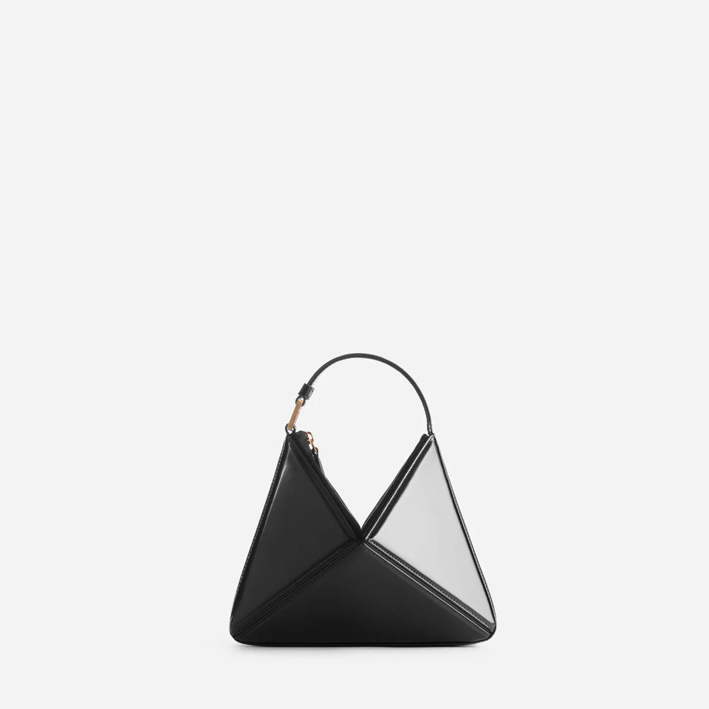 Luxury Mini Geometric Handbag – Two-Tone Structured Top Handle Bag