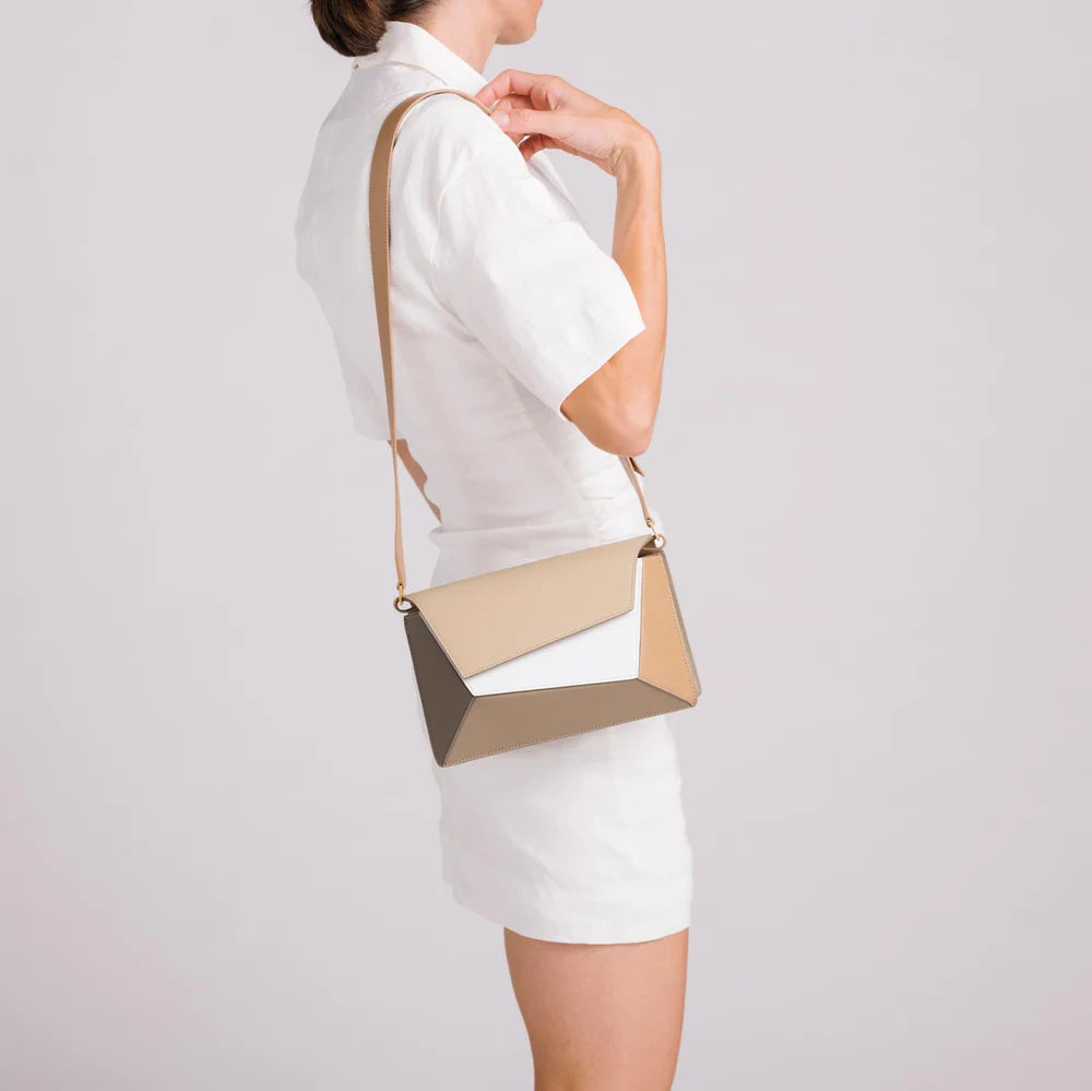 Luxury Geometric Color-Block Crossbody Bag – Modern Structured Shoulder Handbag