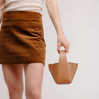 Luxury Sculptural Neutral Handbag – Modern Top Handle Statement Bag