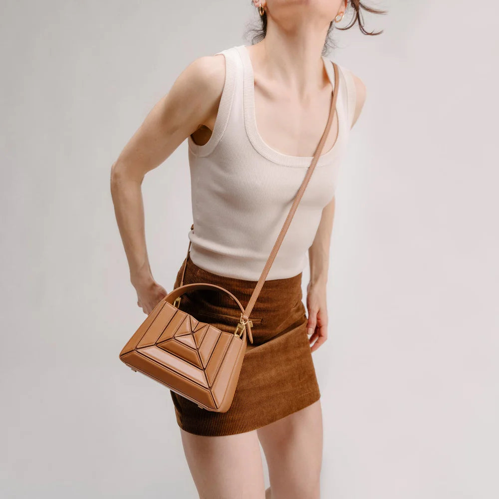 Luxury Sculptural Neutral Handbag – Modern Top Handle Statement Bag